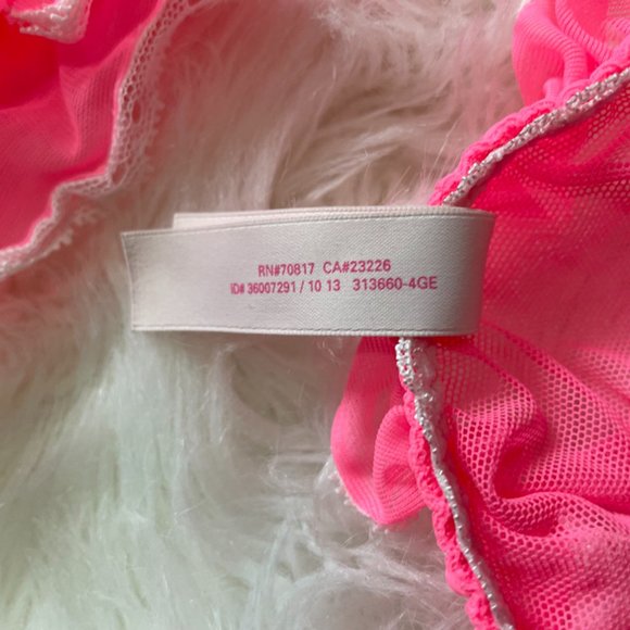 NWOT Victoria's Secret Pink Sheer Mesh Babydoll Set lace ruffle trim, bows Large - Picture 7 of 14